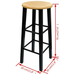 vidaXL Eetset hout met zwart staal tan