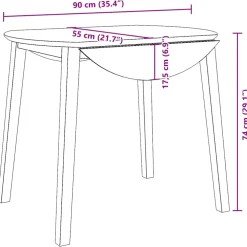 vidaXL Eettafel bruin massief hout rubber