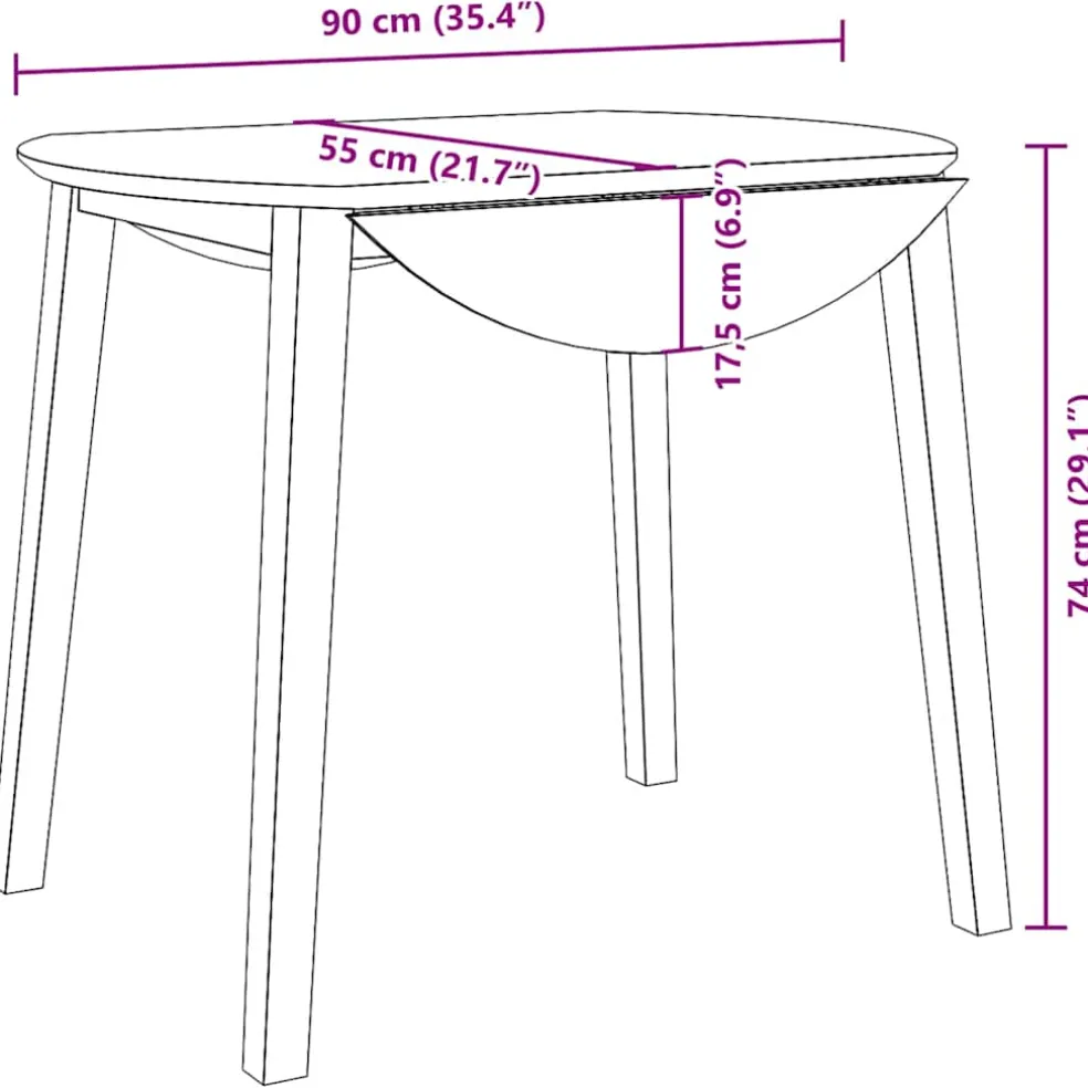 vidaXL Eettafel bruin massief hout rubber