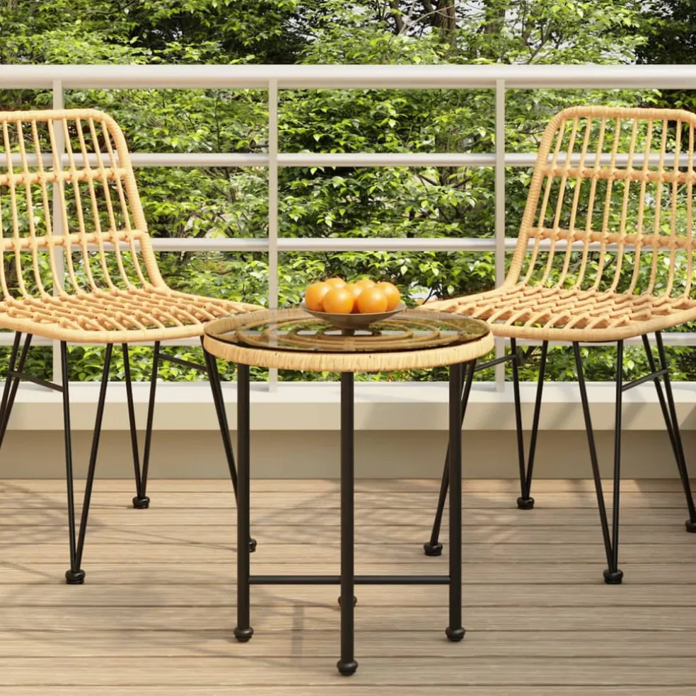 vidaXL Eettafel Ø50 cm gehard glas en staal