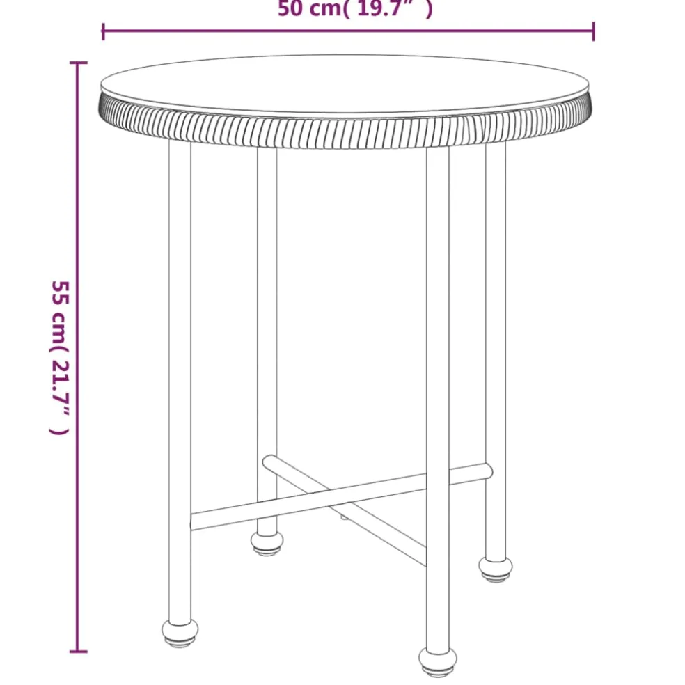 vidaXL Eettafel Ø50 cm gehard glas en staal