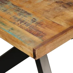 vidaXL Eettafel 180 cm massief gerecycled hout en stalen kruis