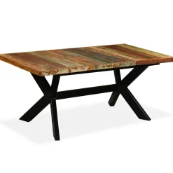 vidaXL Eettafel 180 cm massief gerecycled hout en stalen kruis