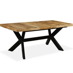 vidaXL Eettafel 180 cm massief mangohout en stalen kruis