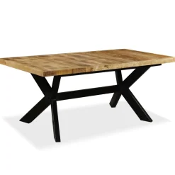 vidaXL Eettafel 180 cm massief mangohout en stalen kruis