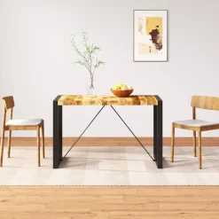 vidaXL Eettafel 120 cm massief ruw mangohout