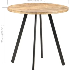 vidaXL Eettafel 80 cm ruw mangohout