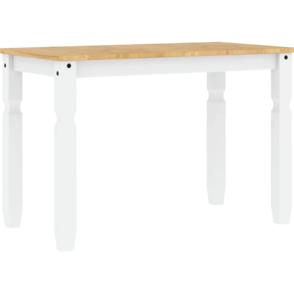 vidaXL Eettafel Corona 112x60x75 cm massief grenenhout wit