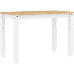 vidaXL Eettafel Corona 112x60x75 cm massief grenenhout wit