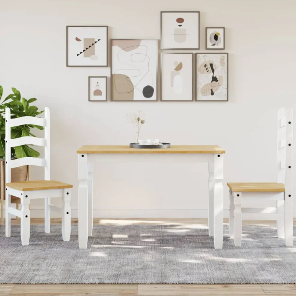 vidaXL Eettafel Corona 112x60x75 cm massief grenenhout wit