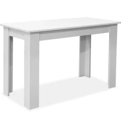 vidaXL Eettafel en banken 3 st bewerkt hout wit
