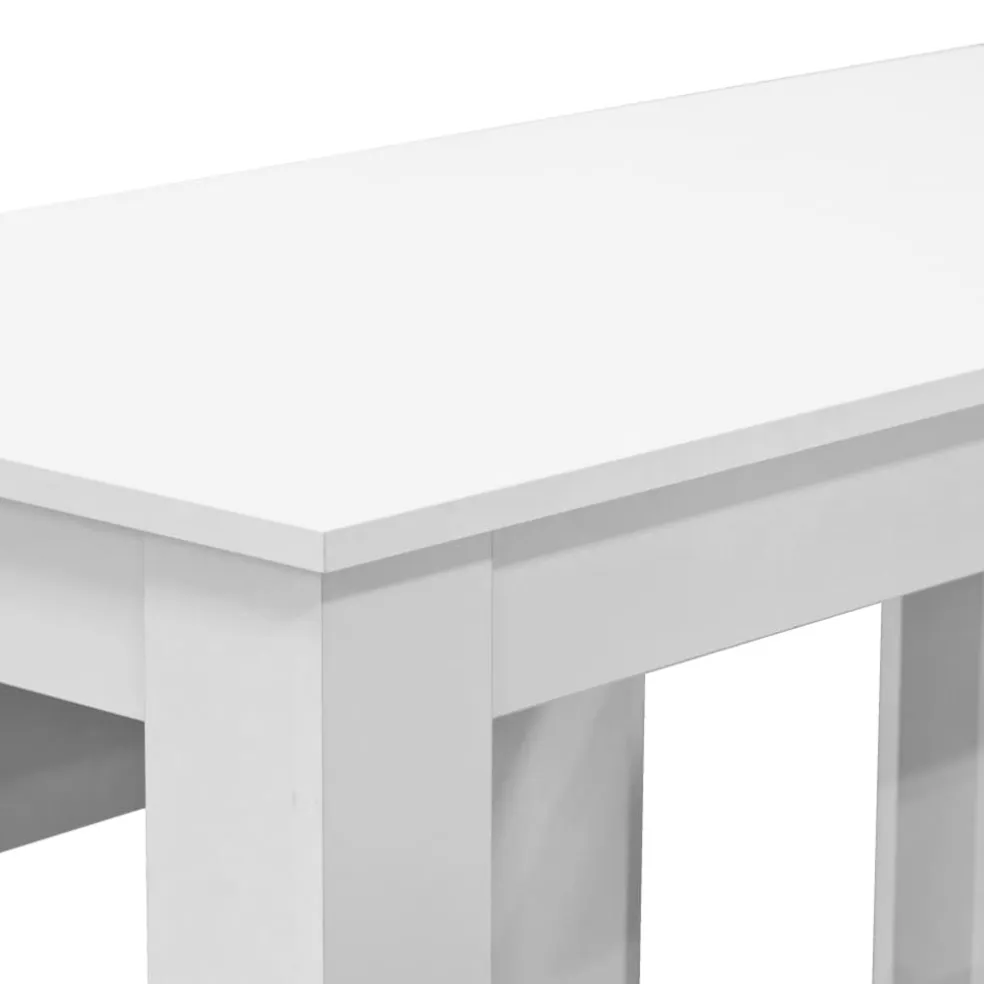 vidaXL Eettafel en banken 3 st bewerkt hout wit