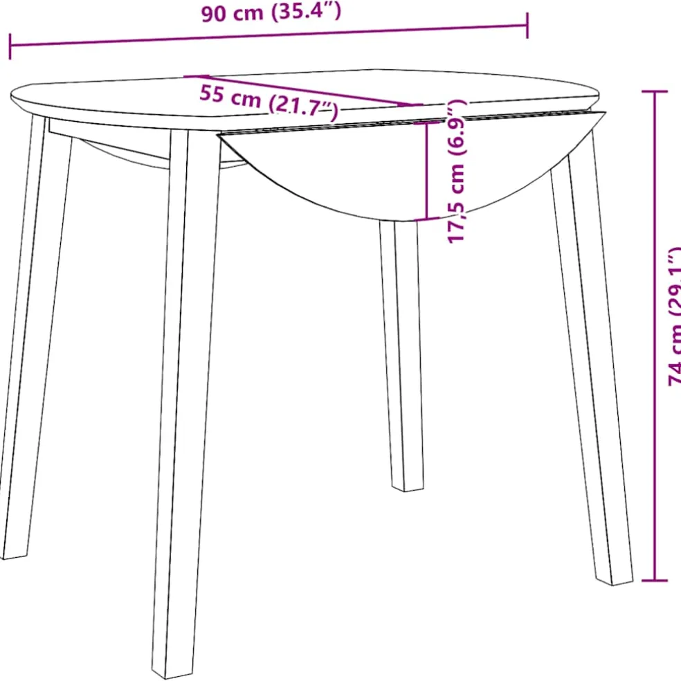 vidaXL Eettafel massief hout naturel rubber