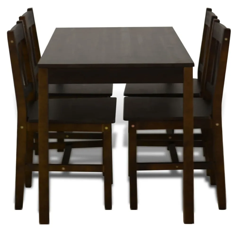 vidaXL Eettafel met 4 stoelen hout bruin