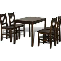 vidaXL Eettafel met 4 stoelen hout bruin