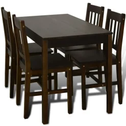 vidaXL Eettafel met 4 stoelen hout bruin