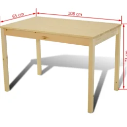 vidaXL Eettafel met 4 stoelen hout naturel