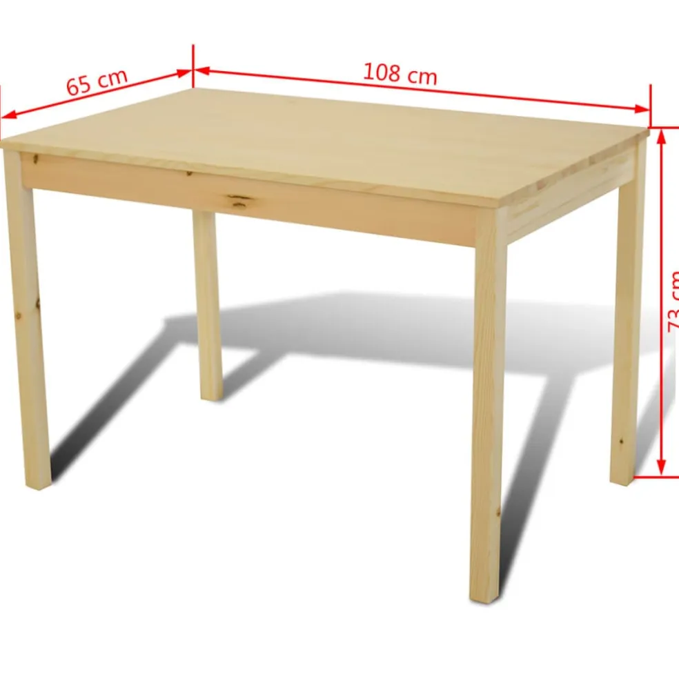 vidaXL Eettafel met 4 stoelen hout naturel