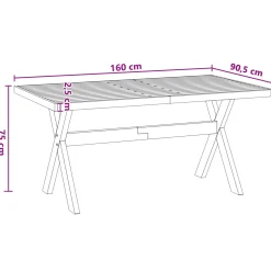 vidaXL Eettafel NOAIN 160 cm Massief grenenhout Zwart Rechthoekig