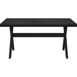 vidaXL Eettafel NOAIN 160 cm Massief grenenhout Zwart Rechthoekig
