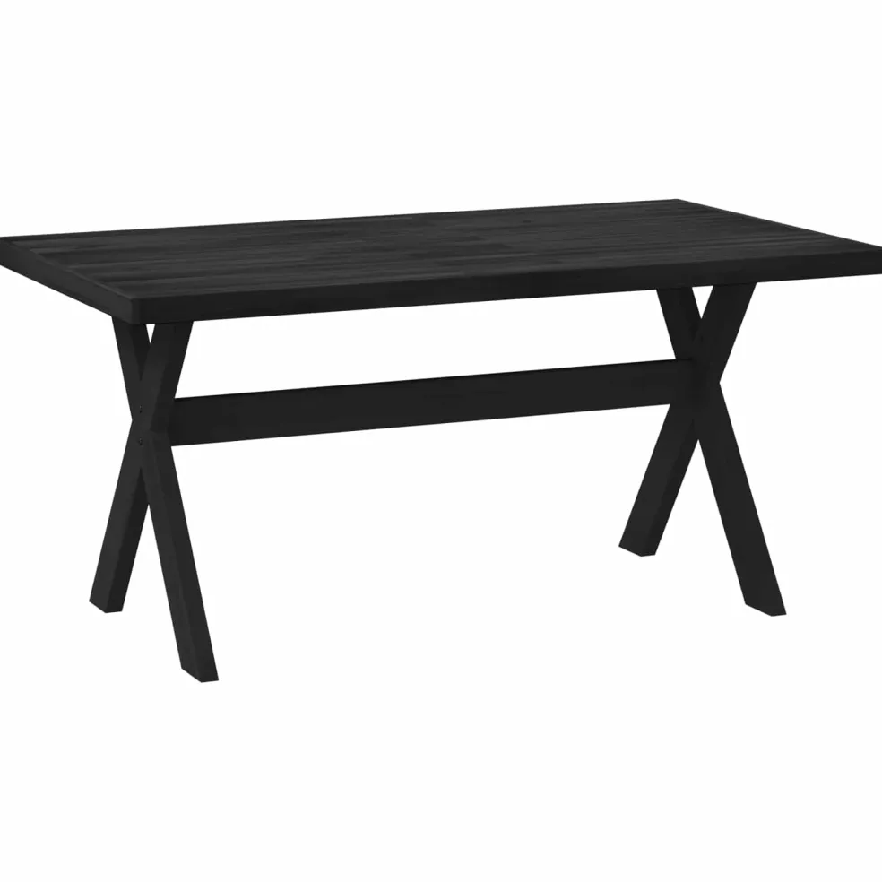 vidaXL Eettafel NOAIN 160 cm Massief grenenhout Zwart Rechthoekig