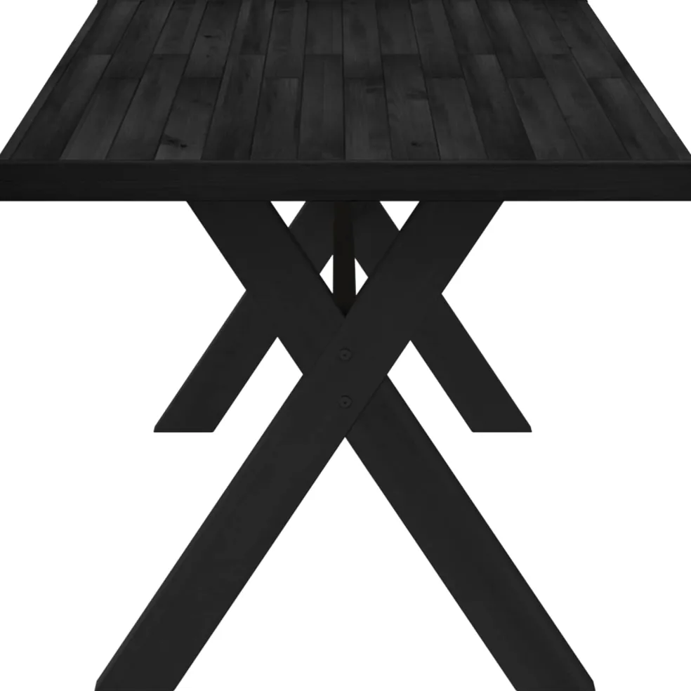 vidaXL Eettafel NOAIN 160 cm Massief grenenhout Zwart Rechthoekig