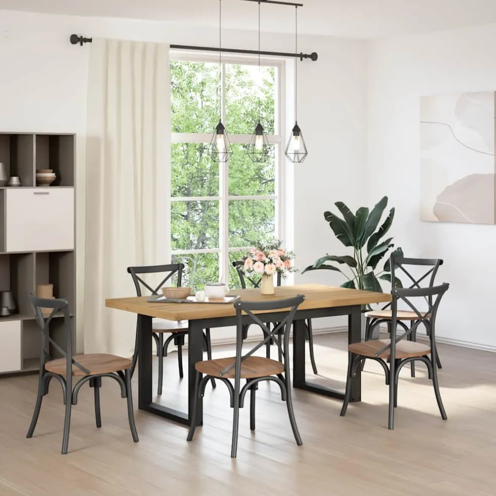 vidaXL Eettafel NOAIN U-vormige poten 180x90x75 cm massief grenenhout
