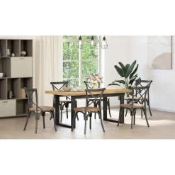 vidaXL Eettafel NOAIN U-vormige poten 180x90x75 cm massief grenenhout