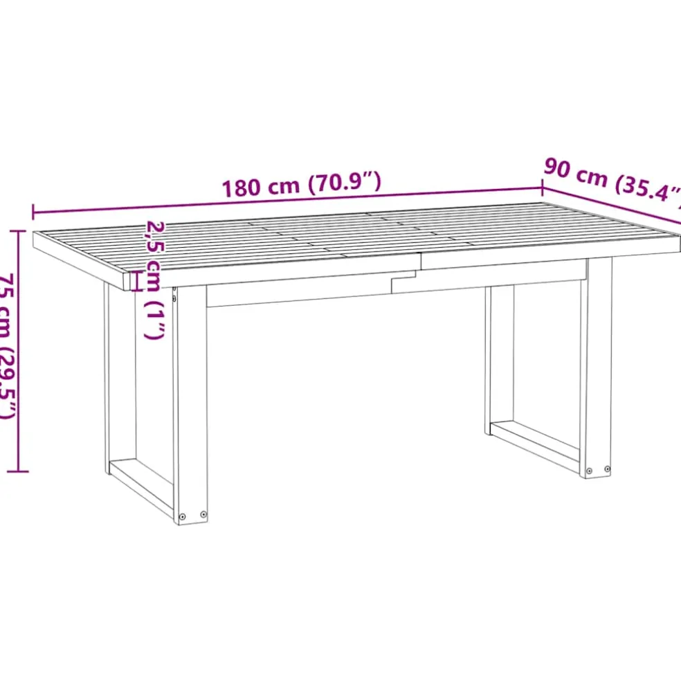 vidaXL Eettafel NOAIN U-vormige poten 180x90x75 cm massief grenenhout
