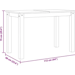 vidaXL Eettafel Panama 112x60x75 cm massief grenenhout grijs