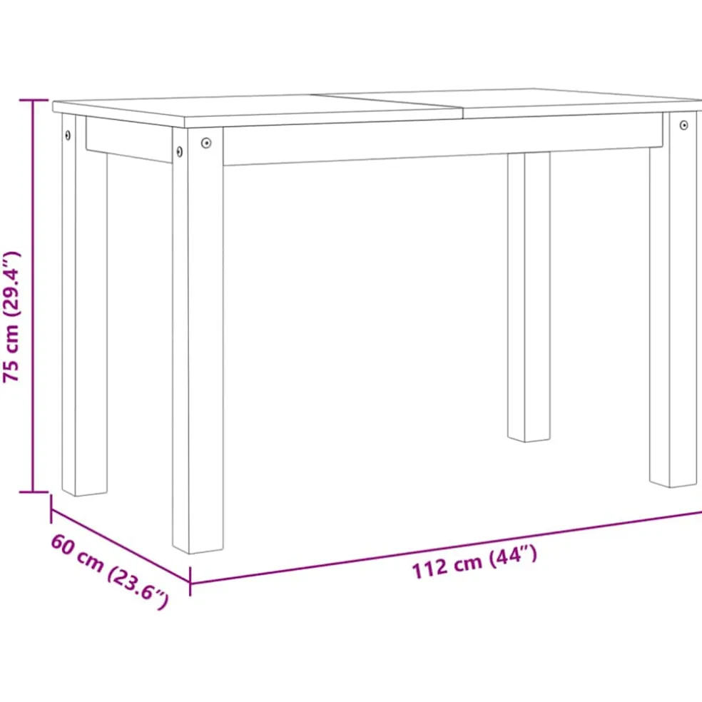 vidaXL Eettafel Panama 112x60x75 cm massief grenenhout