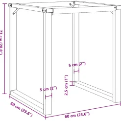 vidaXL Eettafelpoten O-frame 60x60x73 cm staal