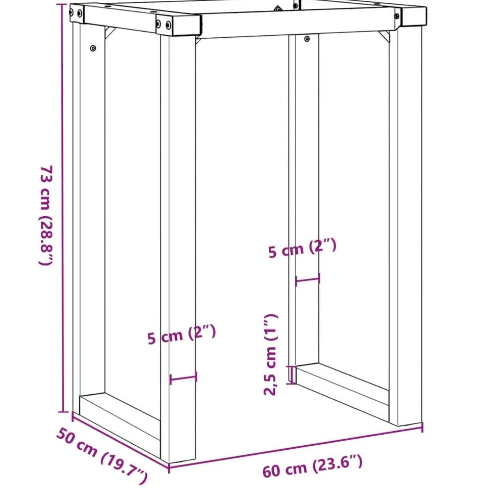 vidaXL Eettafelpoten O-frame 60x50x73 cm staal