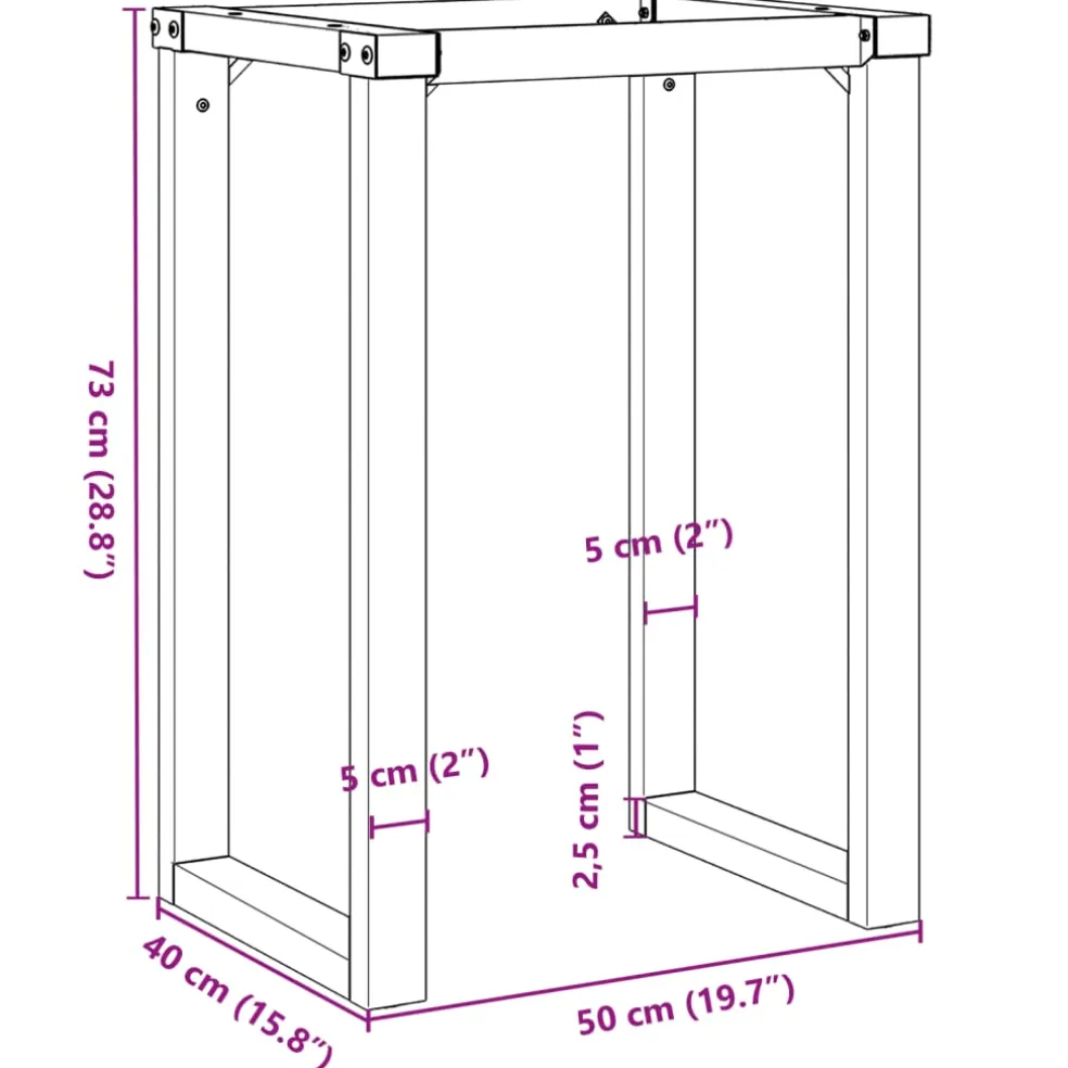 vidaXL Eettafelpoten O-frame 50x40x73 cm staal