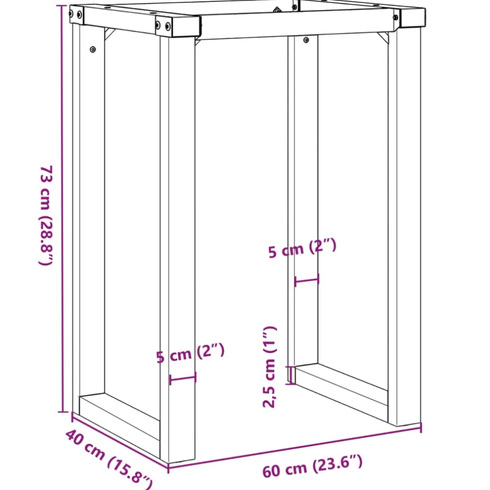 vidaXL Eettafelpoten O-frame 60x40x73 cm staal