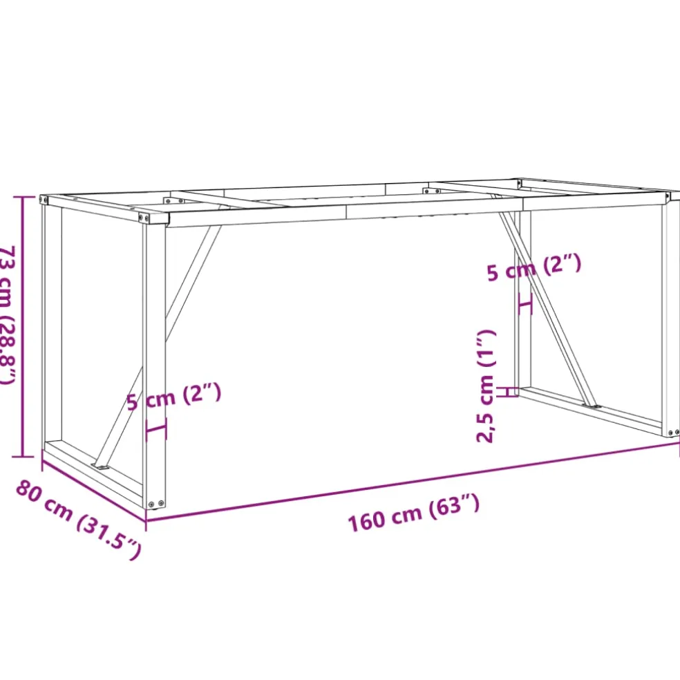 vidaXL Eettafelpoten O-frame 160x80x73 cm staal