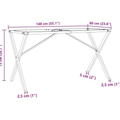 vidaXL Eettafelpoten X-frame 140x60x73 cm staal