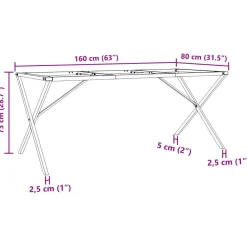 vidaXL Eettafelpoten X-frame 160x80x73 cm staal
