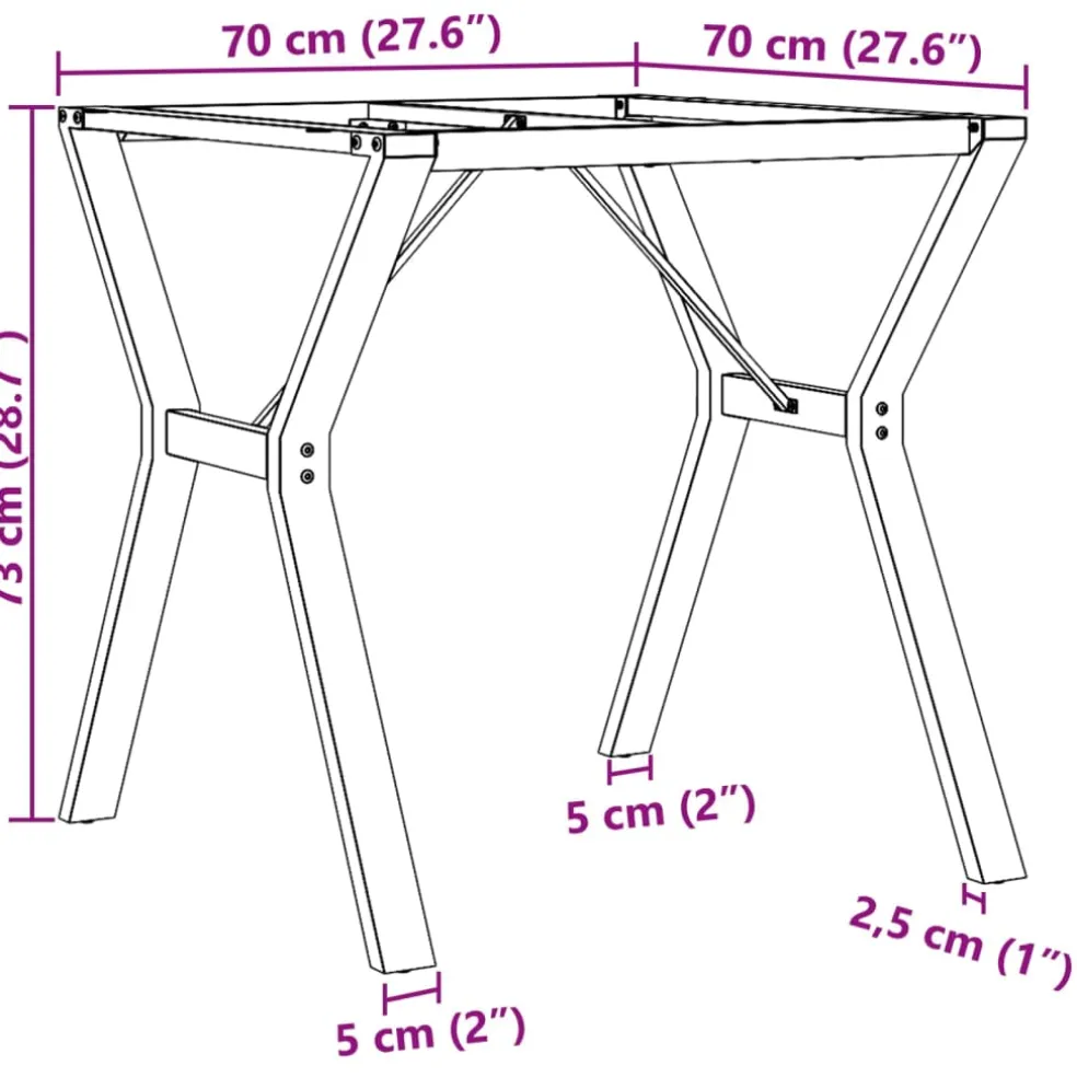 vidaXL Eettafelpoten Y-frame 70x70x73 cm staal