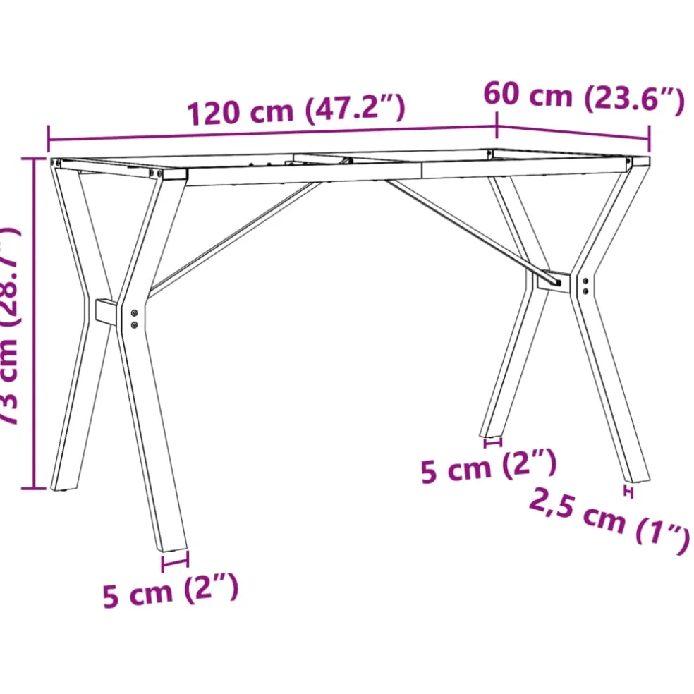 vidaXL Eettafelpoten Y-frame 120x60x73 cm staal