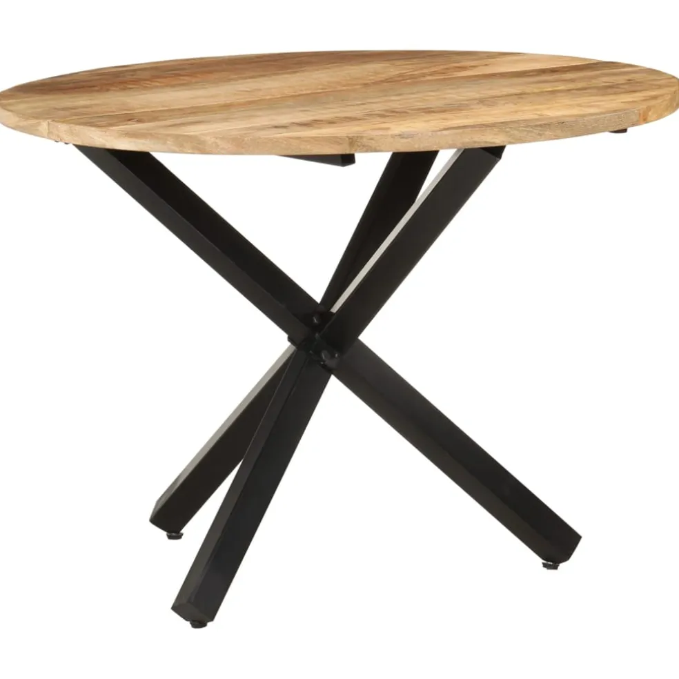 vidaXL Eettafel rond 100x100x75 cm ruw mangohout