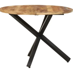 vidaXL Eettafel rond 100x100x75 cm ruw mangohout