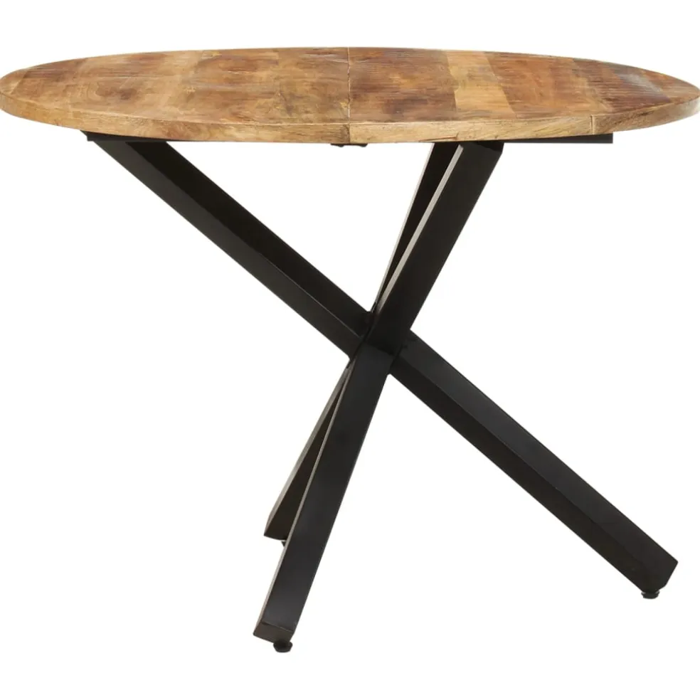 vidaXL Eettafel rond 100x100x75 cm ruw mangohout