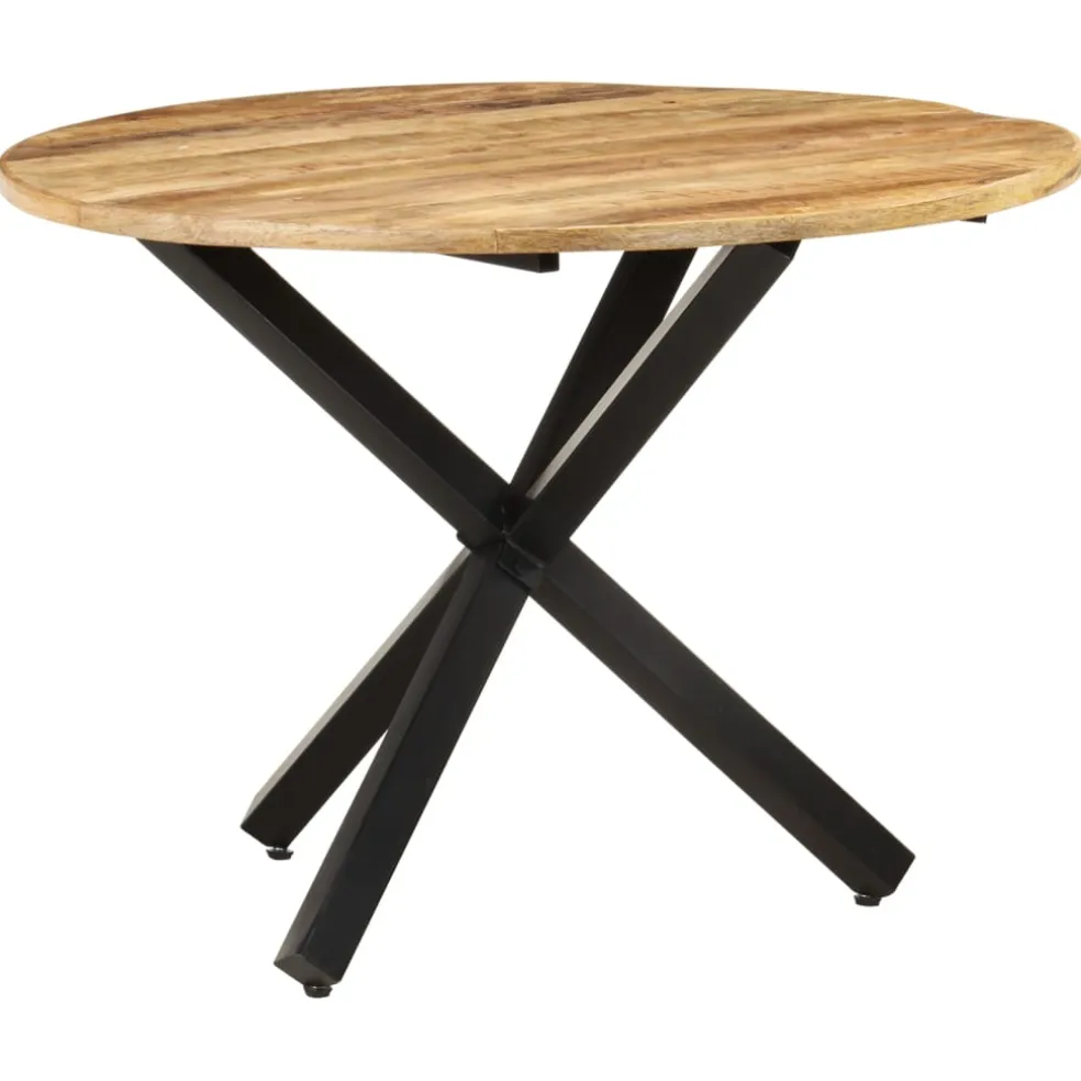 vidaXL Eettafel rond 100x100x75 cm ruw mangohout