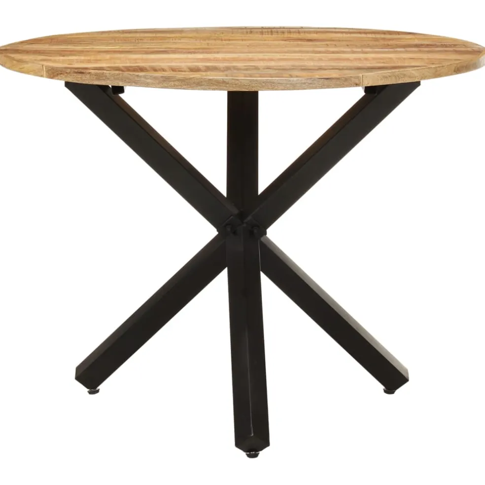 vidaXL Eettafel rond 100x100x75 cm ruw mangohout