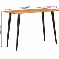 vidaXL Eettafels Bruin en zwart 110 x 55 x 78 cm Massief Mango Hout