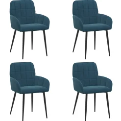 vidaXL Eettafelstoelen 4 st fluweel Blauw 56.5 x 50 x 85 cm