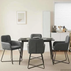 vidaXL Eettafelstoelen 4 st fluweel Donkergrijs 59 x 56,5 x 86 cm