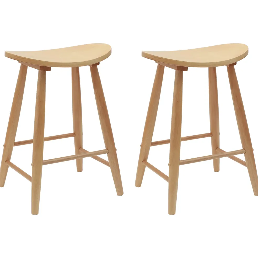 vidaXL Eettafelstoelen 2 st Massief Rubberhout Naturel 46 x 37 x 63 cm