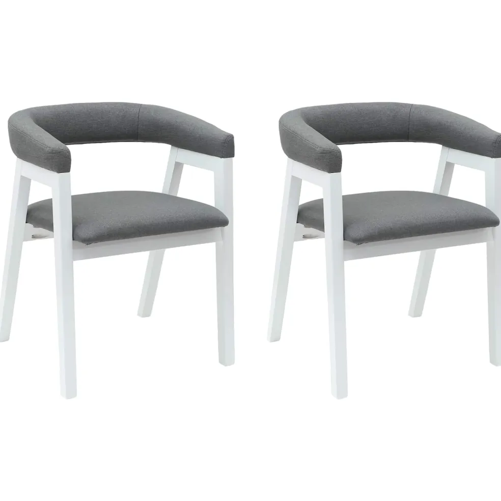 vidaXL Eettafelstoelen 2 st Massief Rubberhout Wit 54 x 57 x 73 cm